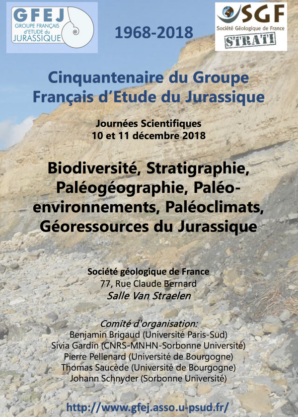 Retrouvez le programme du cinquantenaire du Groupe Français d’Etude du Jurassique